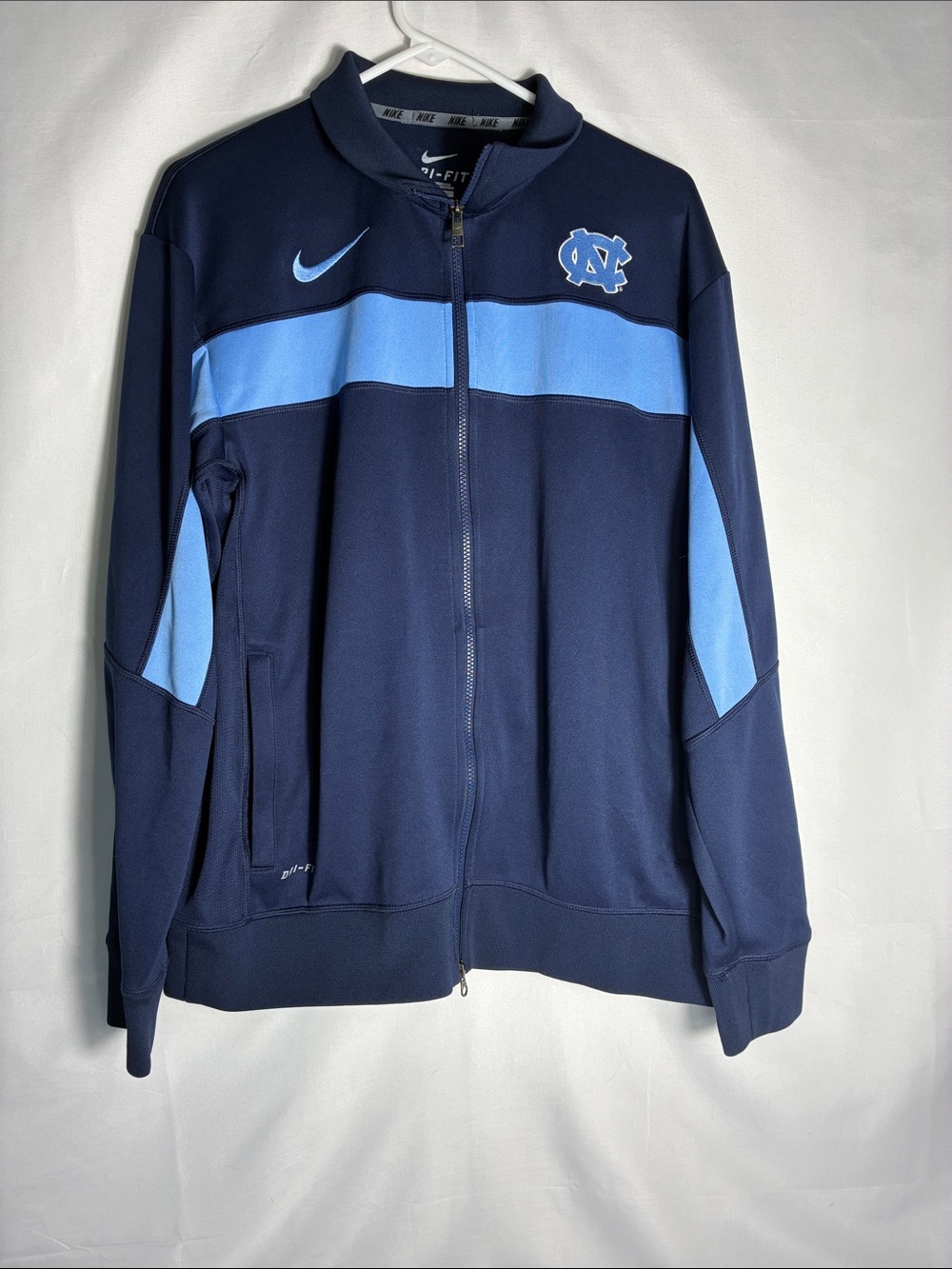 Nike Dri-Fit UNC North Carolina Tar Heels Track Jacket Blue Men's Size Medium